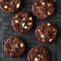 Double chocolate & sour cherry cookies