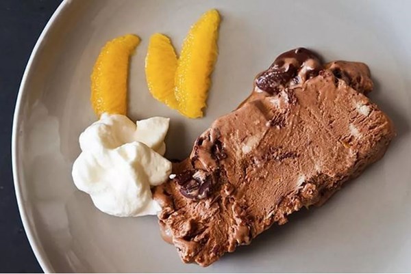 Double-chocolate and orange semifreddo