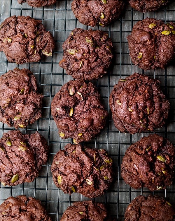 Double chocolate and pumpkin seed cookies