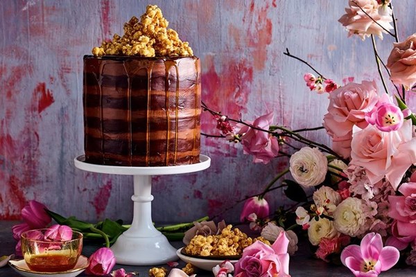 Double chocolate and salted-caramel mud cake