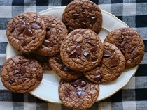 Double chocolate buckwheat crinkle cookies