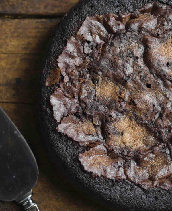 Double chocolate cake with honey-rosemary syrup