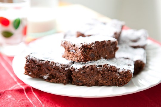 Double-chocolate cherry quinoa brownies