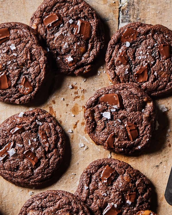 Double chocolate chip cookies with caramel