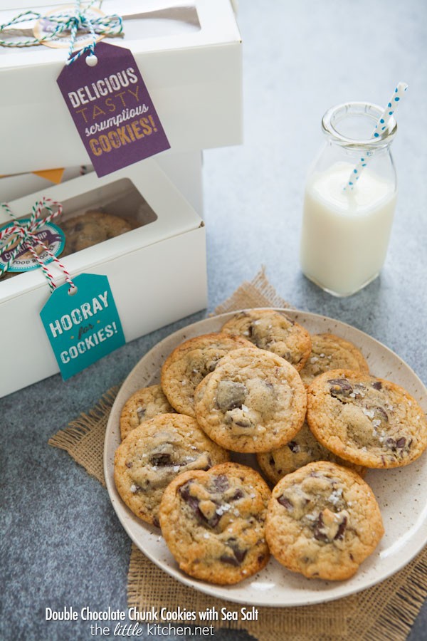 Double chocolate chunk cookies with sea salt