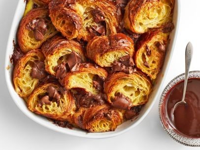 Double chocolate croissant bread pudding