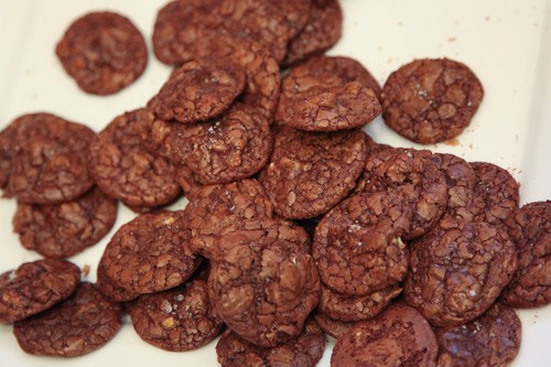 Double chocolate dried cherry and toffee bit cookies