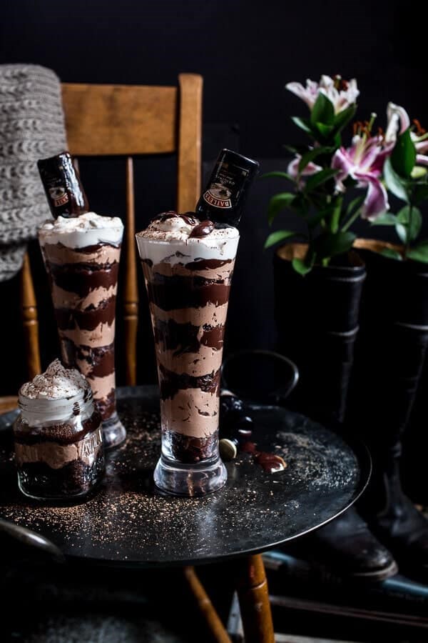 Double chocolate Irish brownie cheesecakes