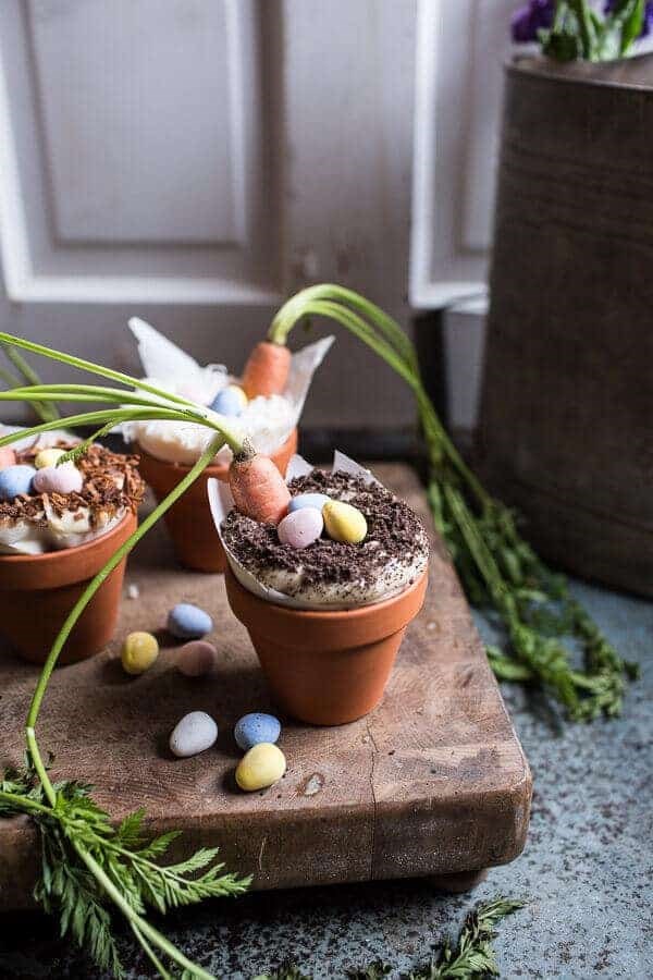 Double chocolate Nutella carrot cake cups with malted cream cheese frosting