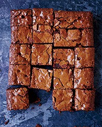 Double chocolate-peanut butter chip brownies