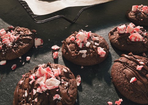 Double chocolate-peppermint crunch cookies