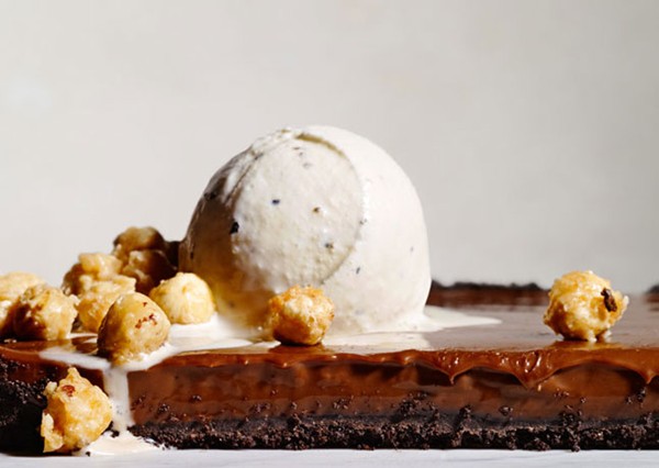 Double chocolate tart with black pepper ice cream