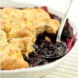 Double corn-blueberry cobbler