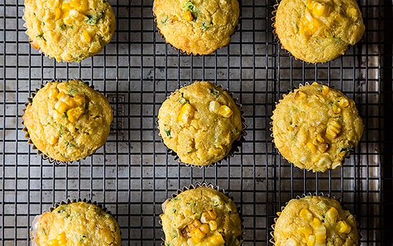 Double corn, quinoa & cheddar muffins