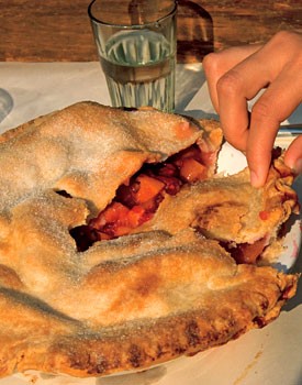 Double-crust nectarine raspberry pies
