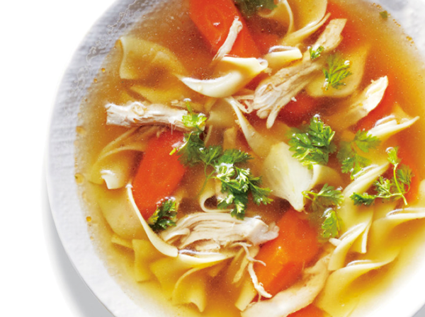 Double-dark chicken noodle soup