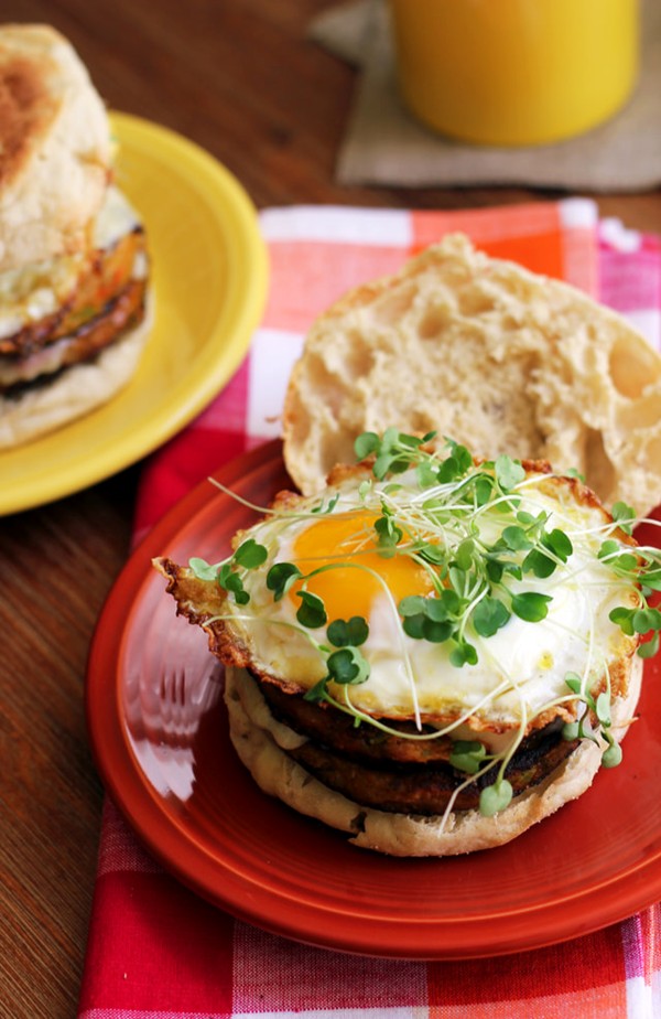 Double decker chile rellenos breakfast burgers