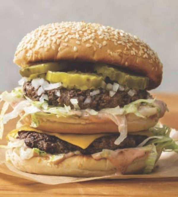 Double-decker drive-thru burgers