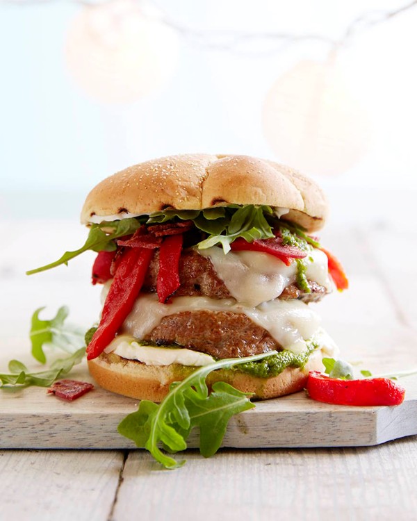 Double decker italian turkey burger