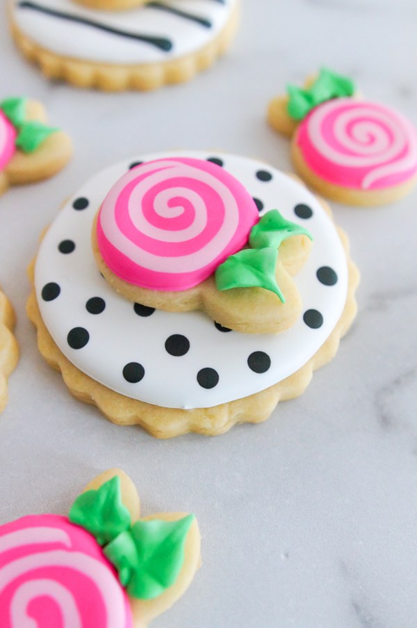 Double-decker whimsical rose cookies