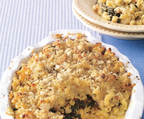 Double-Dutch mac and cheese with chard