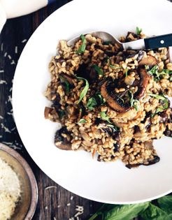 Double grain wild mushroom risotto