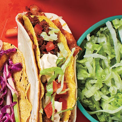 Double-layer beef tacos