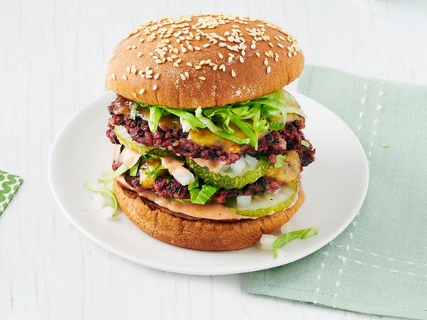 Double-patty veggie burgers 