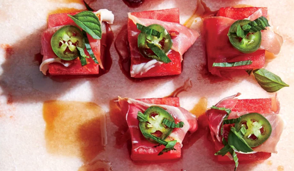 Double-serrano watermelon bites