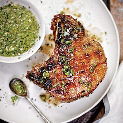 Double thick-cut pork chops