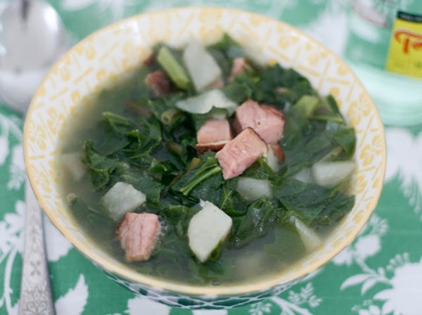 Double turnip soup with ham