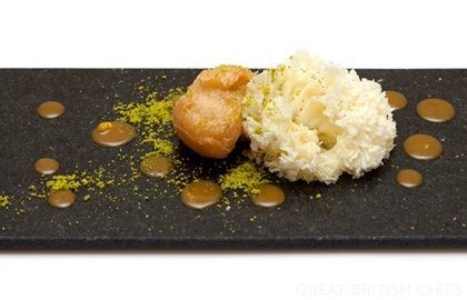 Doughnuts with orange and mustard custard