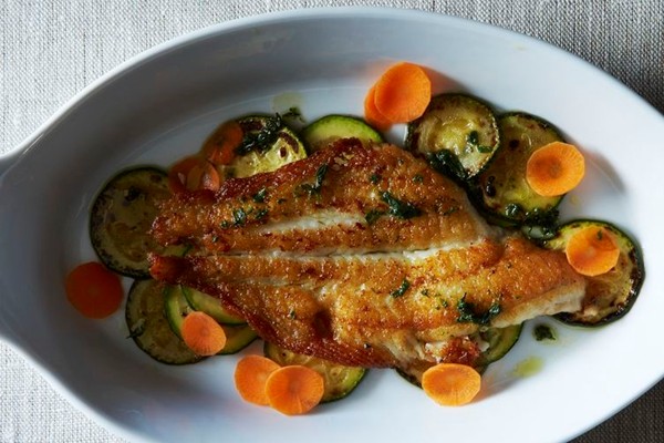 Dover sole with herb oil and zucchini