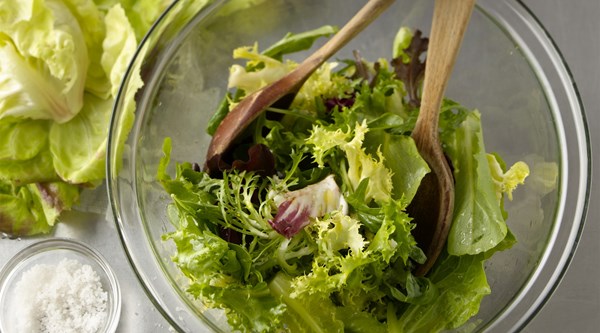 Dressing-in-a-bowl simple salad