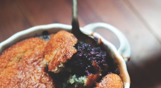 Drew's cake, a blueberry cobbler