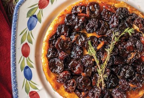 Dried cherry tarte Tatin glazed with orange marmalade