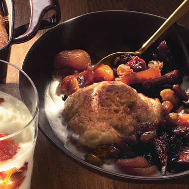 Dried fig, apricot, and cherry slump