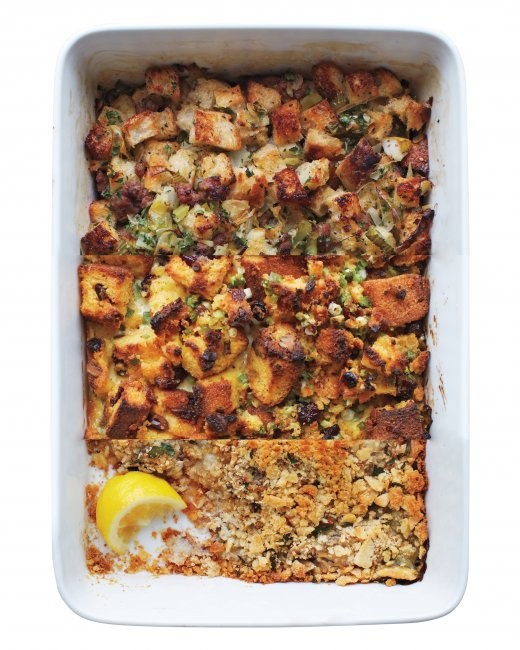 Dried-fruit and nut cornbread dressing