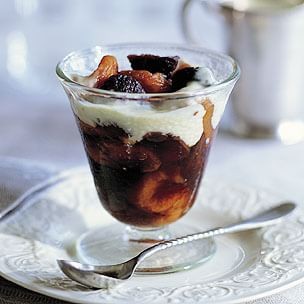 Dried-fruit compote with bourbon and crème Anglaise
