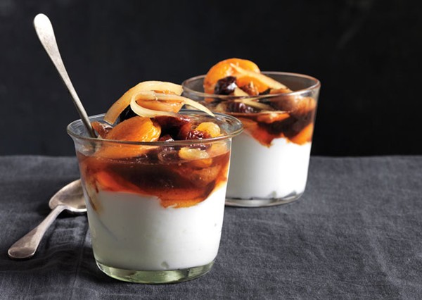 Dried fruit compote with ginger syrup