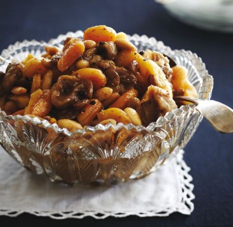 Dried fruit, maple syrup and almond compote