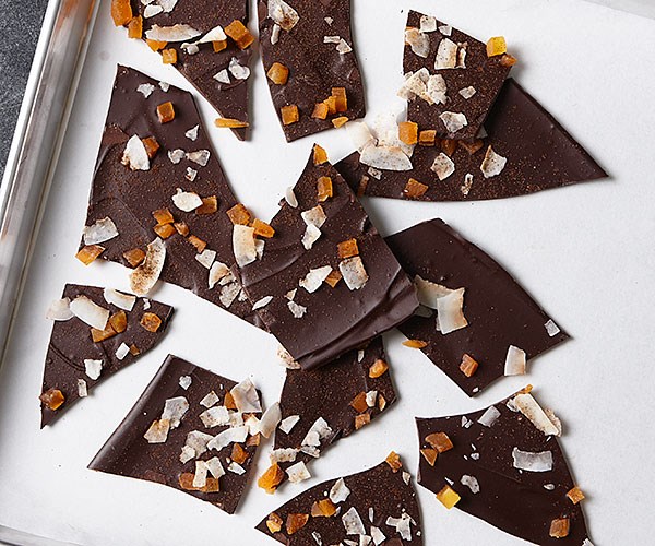 Dried mango, toasted coconut, and ancho chile bark