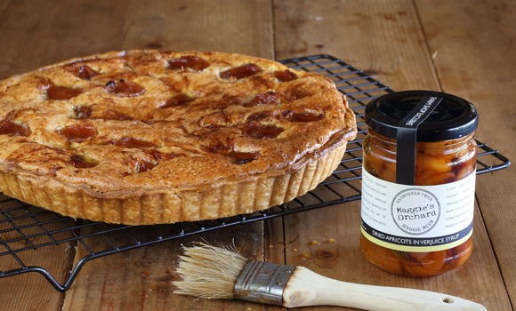 Dried verjuice apricots and frangipane tart