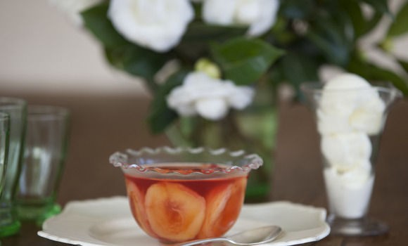 Dried white nectarines with Sangiovese verjuice jelly