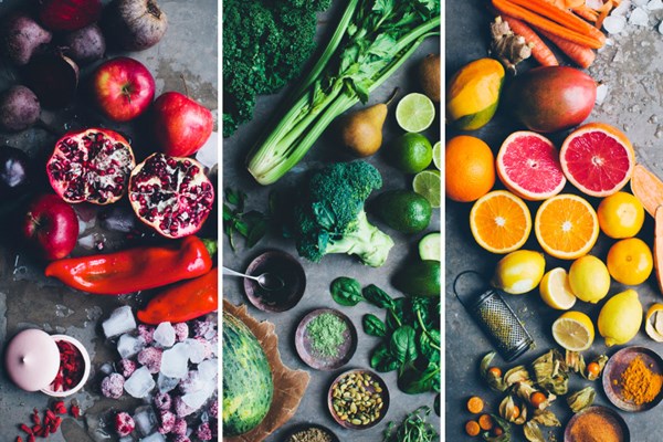 Drink your greens (yellows & reds)! [be better beetroot & strawberry smoothie; green recovery smoothie; super C anti-inflammatory smoothie]