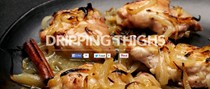 Dripping thighs - roasted chicken thighs with sweet-and-sour onions