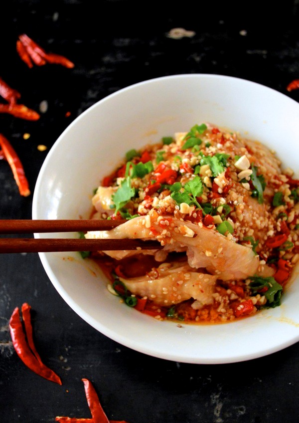 Drool-worthy Sichuan chicken in chili oil sauce (Kou shui ji)