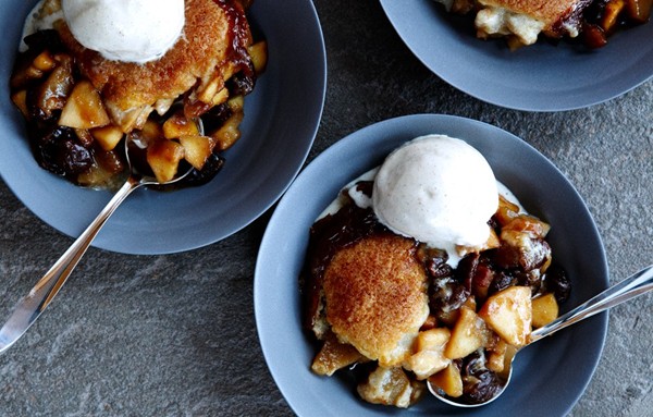 Drop-biscuit pear and dried cherry cobbler