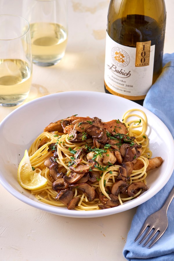 Drunken chicken and mushrooms