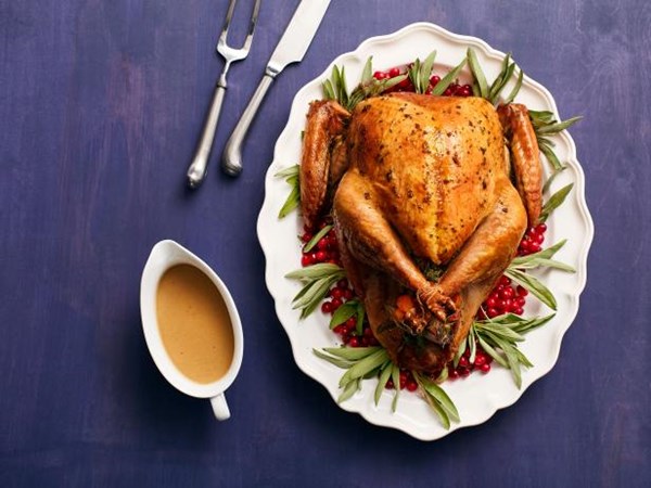 Dry-brined herbed turkey
